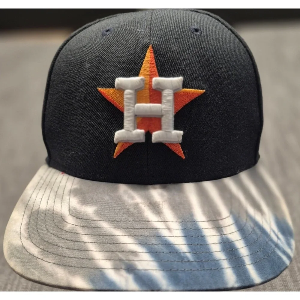 Houston Astros‎ blue adjustable fit hat embordered team logo tie-dye bill MLB